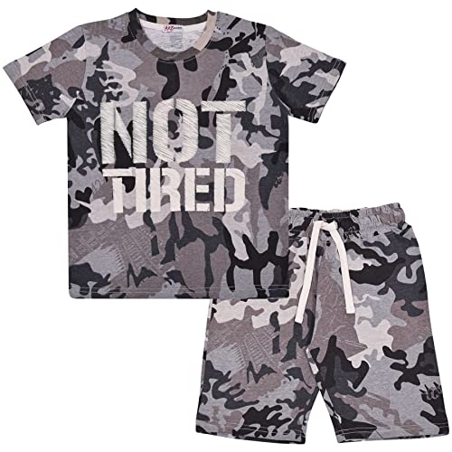 A2Z 4 Kids Unisex Pyjamas Children Camo Grey PJs 2 Piece Shorts Set Lounge Suit for Children Matching Top & Bottom Pyjamas Comfy Loungewear Shorts T-Shirt Gifts for Children Girls & Boys Age 2-13