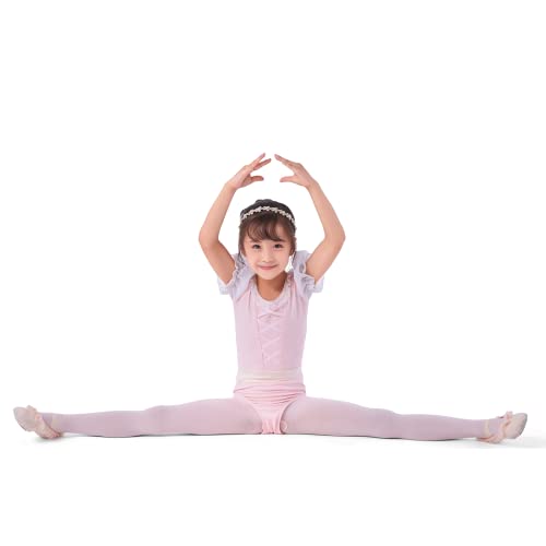 MANZI Ballet Tights for Girls Footed Dance Tights 3 Pairs Ultra-Soft Age 4-12 Pink L