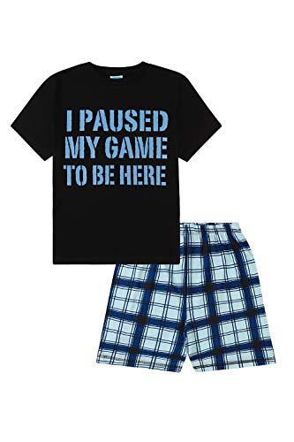 I Paused My Game to Be Here Gaming Grey Black Short Pyjamas (13-14 Years)