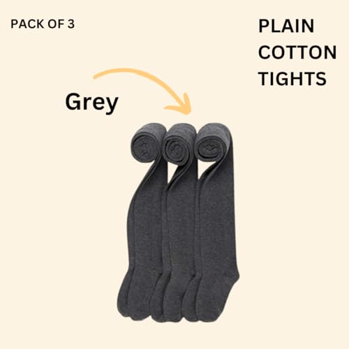 artie Girls Baby Tights, School Cotton Tights, Multipack Opaque Tight for Kids (Dark Grey, 7-8 Years)