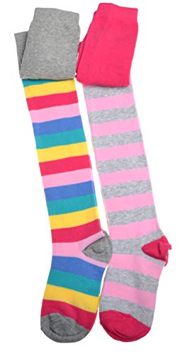 WB SOCKS 2 pairs of Colourful Stripey Girls Tights - Cotton - Variety of sizes