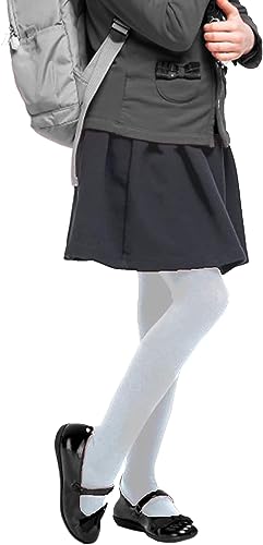 reshmena® Girls Cotton Tights Kids Uniform School Tights Plain School Warm Thick Tights Children Winter School Warm Cotton Rich Tight Plain Super Soft Tights Everyday use (pack 1) White, 5-6 yrs