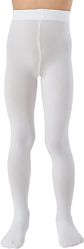 reshmena® Girls Cotton Tights Kids Uniform School Tights Plain School Warm Thick Tights Children Winter School Warm Cotton Rich Tight Plain Super Soft Tights Everyday use (pack 1) White, 5-6 yrs