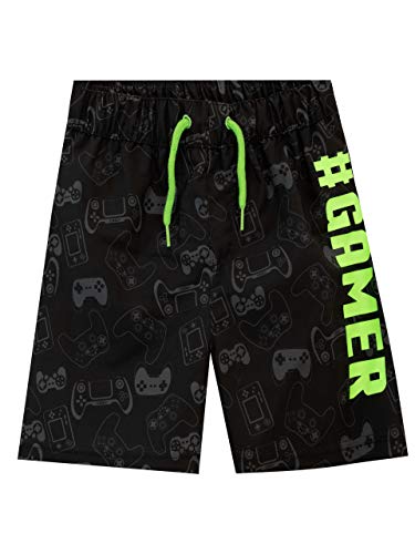 Harry Bear Boys Gaming Swimming Shorts Gamer Swim Trunks for Kids Black 12-13 Years