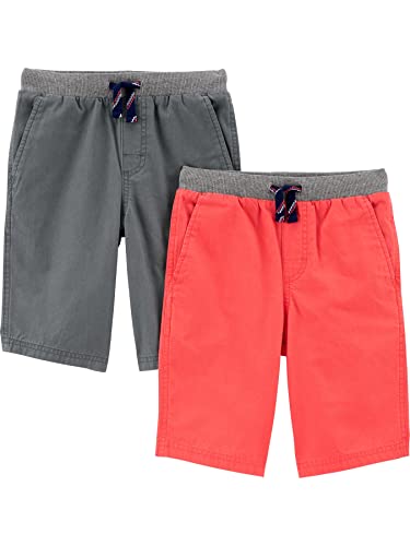 Simple Joys by Carter's Boys' Shorts, Pack of 2, Grey/Red, 5-6 Years