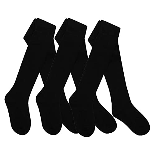 HiFEN® 3 Pairs Girls Cotton Rich Plain Tights Warm Soft Thick Formal Smart Casual Back to School Girl Tights