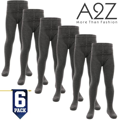 A2Z 4 Kids Cotton Rich 6 Pack Uniform School Tights Comfortable Schoolwear - UF Tights Grey 6 Pack 5-6
