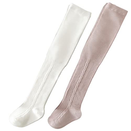 Snegyu 2 Pack Warm Tights for Kids Girls' Back to School Uniform Plain Tights Socks Knit Cotton Rich Baby Girl Leggings Toddler Pantyhose for 3-5 Years