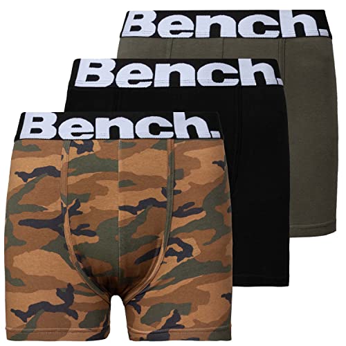 Bench - Boys 'BOLAND' Everyday Essential Boxer Shorts Cotton Rich Comfy Classic Fit Underwear 3 Pack Multipack Kids Trunks (13-14 Years, Assorted)