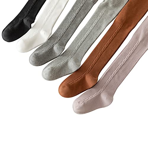 Snegyu 2 Pack Warm Tights for Kids Girls' Back to School Uniform Plain Tights Socks Knit Cotton Rich Baby Girl Leggings Toddler Pantyhose for 3-5 Years