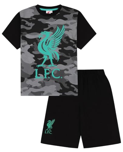 Boys Liverpool Football Club Black Green Camouflage Short Pyjama Set (9-10 Years)