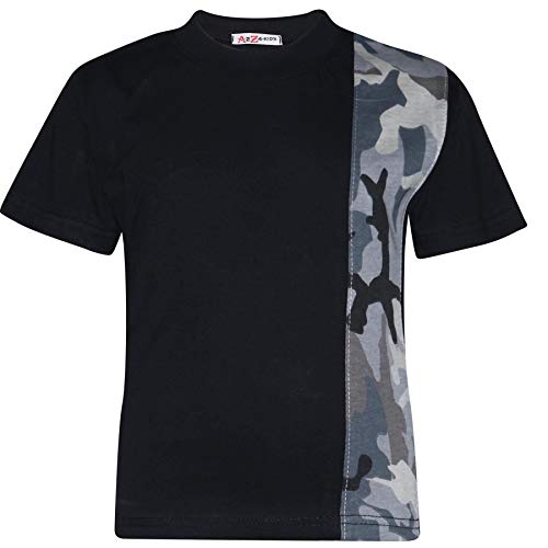 A2Z 4 Kids Kids Boys T Shirt Short Contrast Panelledled Summer Outfit - Shorts Set 476 Camo Charcoal._ 11-12