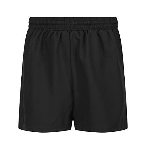 Trutex AKOA Pulse School PE Shorts Boys and Girls (3-16+ Years), Standard Fit Girls and Boys Sports Shorts, Unisex Multi-Sport School PE Shorts for Boys and Girls - Genuine School Uniform Black
