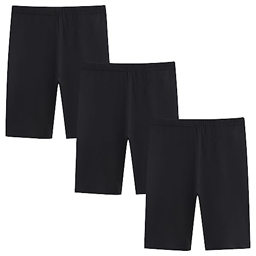 Adorel Girls Cycling Shorts Summer Leggings Sports Gym Dance Pack of 3 Night Black 6-7 Years (Manufacturer Size 130)