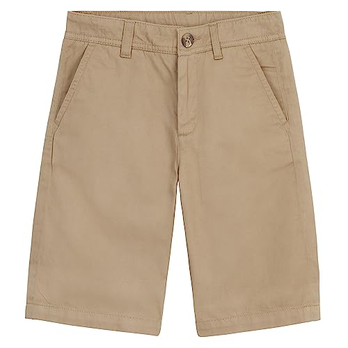 Boys Shorts 100% Cotton Chino Shorts for Boys Teenagers Summer Essentials Knee Length Shorts with Adjustable Waist Sizes 4-14 Years Smart Casual Holiday (Beige, 11-12 Years)