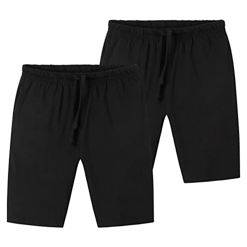 CityComfort Set of 2 Boys Jersey Shorts | Twin Pack in Navy & Charcoal or Grey & Black with Pockets for Sports, Lounge, Football, Gym | Summer PJs (11-12 Years, Black 2 Pack)