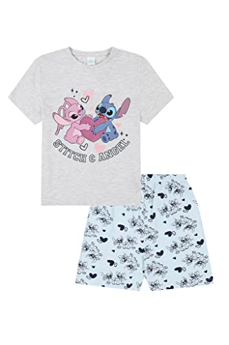Disney Lilo and Stitch Stitch & Angel Girls Cotton Short Pyjama Set (10-11 Years) Grey