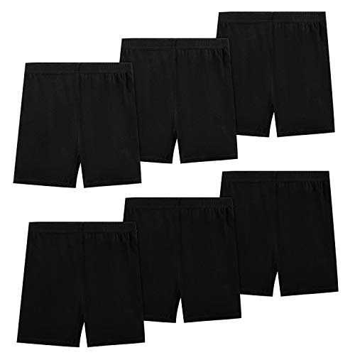 KEREDA Girls Black Cycling Shorts Childrens Under Dress Black Shorts Kids Dance Pe Shorts Sports Yoga Breathable Age 2-10 Years 6 Pack