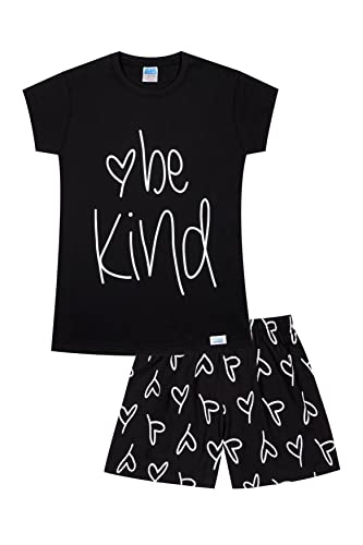 The Pyjama Factory Be Kind Love Short Cotton Pyjamas (11-12 Years) Black