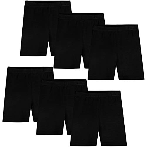 Auranso Girls Dance Shorts Breathable and Safety Dress Short 6 Pack Kids Stretchy Dancing Bike Pants for Girl Size 2-10 Years (Black, 8-10 Years)