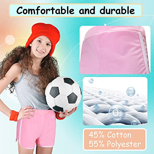 GENTABY Girls Cotton Shorts Athletic - Summer Sports Running Shorts Pink/Purple 2 Pack Casual Wear Dancing 11-12 Years Girls Gym Shorts