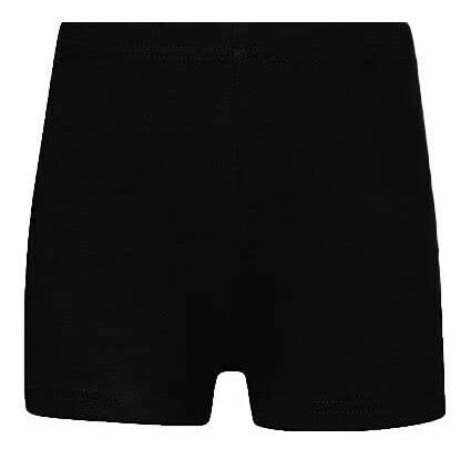 Girls School Jersey Shorts PE Cycling Dance Cotton School Uniform (Black 12Y)