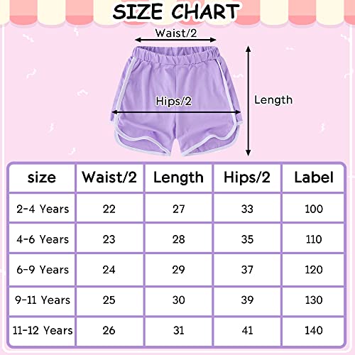 GENTABY Girls Cotton Shorts Athletic - Summer Sports Running Shorts Pink/Purple 2 Pack Casual Wear Dancing 11-12 Years Girls Gym Shorts