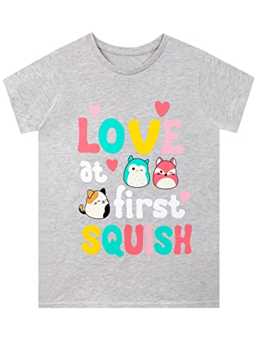 Squishmallows T-Shirt Girls Short Sleeve Squish Tee for Kids Grey 8-9 Years