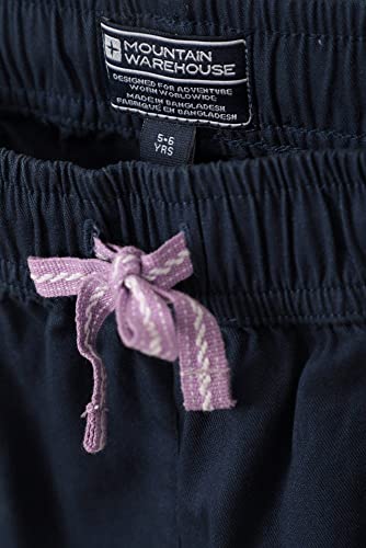 Mountain Warehouse Waterfall Girls Shorts - Cotton Kids Shorts, Summer Hot Pants, Breathable Holiday Shorts, Easy Care Short Pants - Ideal Casual Clothes When Travelling Navy 9-10 Years
