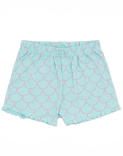 Disney The Little Mermaid Girls Pyjama Set | Blue Short Sleeve T-Shirt & Shorts Loungewear PJs For Kids | Ariel & Flounder Underwater Mermaid Tail Sleepwear | Movie Pyjama Nightwear Gift for Children