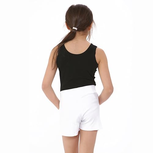 NOROZE Girl's Casual Summer Plain Cotton Hotpants Kids Holiday Shorts Tie (White, 13 Years)