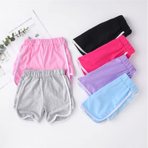 Allmeingeld Toddler Girls' Running Shorts Summer Beach Shorts Pink 7 Years