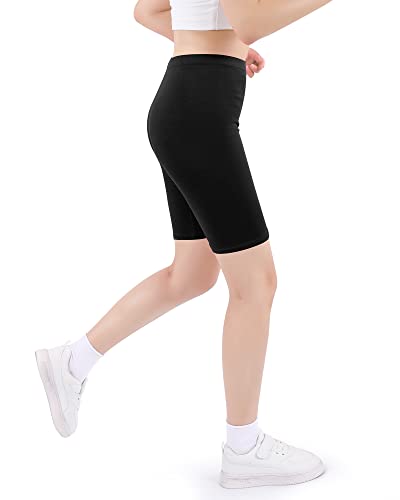 JOCMIC Girls Cycling Shorts Cotton Breathable and Safety Shorts for Girls Summer Shorts Sports Gym Dance 3 Pack 9-10 Years Black