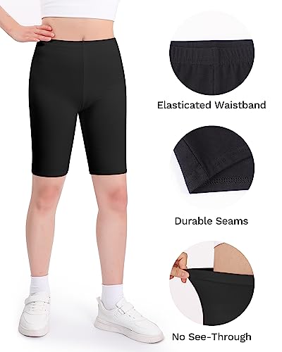 JOCMIC Girls Cycling Shorts Cotton Breathable and Safety Shorts for Girls Summer Shorts Sports Gym Dance 3 Pack 9-10 Years Black