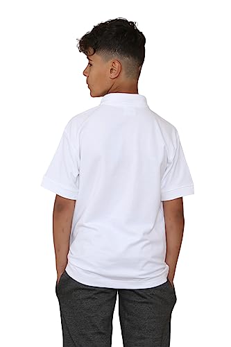 KHIM Pack of 3 Polo Shirts School Uniform PE Outdoor Sportswear Childern Boys Girls Kids Age 2-14 White