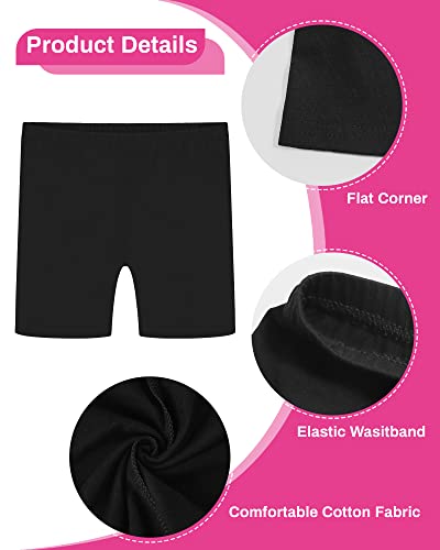 Auranso Girls Cycling Shorts Teen Kids Cotton PE Dance Cycle Gymnastic Shorts Breathable Under Dress Shorts for Girls 3 Pack Black, 12-14 Years