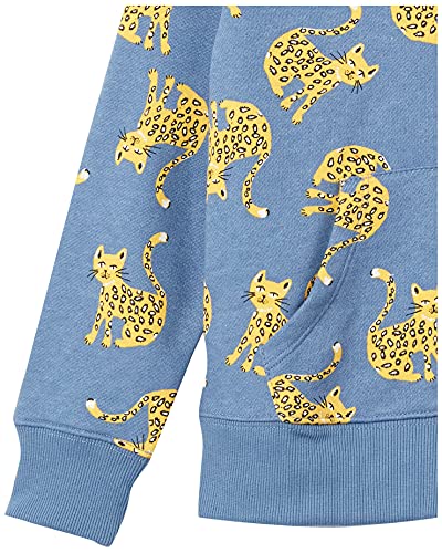Amazon Essentials Girls' Fleece Zip-Up Hoodie Sweatshirt, Blue Cat, 9 Years
