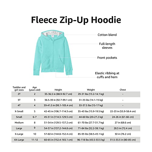 Amazon Essentials Girls' Fleece Zip-Up Hoodie Sweatshirt, Blue Cat, 9 Years