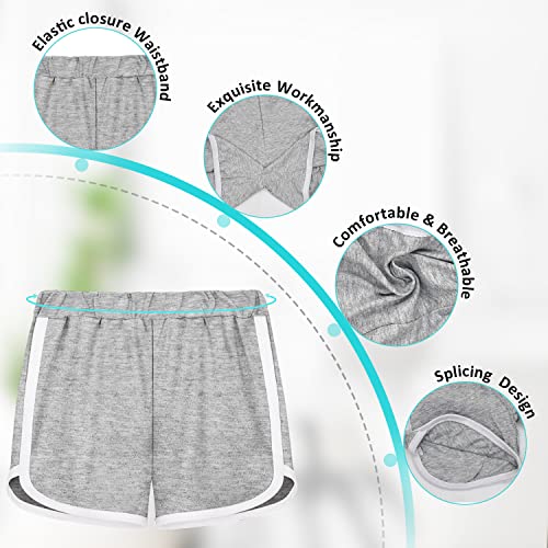 GENTABY Girls Running Dancing Sports Shorts Summer Athletic Black Gray Short Pants 2 Pack for 11-12 Years Kids