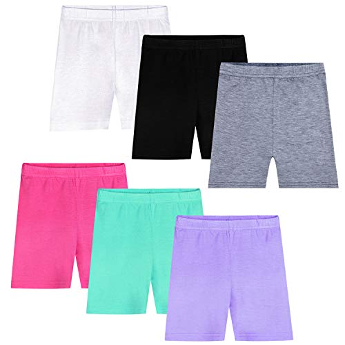 Auranso Girls Dance Shorts Breathable and Comfy Kids Cycling Shorts 6 Pack Stretchy Dancing Bike Pants for Girl Sports Play Underdress 8-10 Years