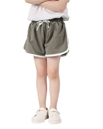 Auranso Girls Athletic Shorts 6-14 Years Teen Kids Running PE Gym Sports Shorts Colourful Summer Casual Beach Short Pants 3 Pack Black Pink Grey, 10-12 Years