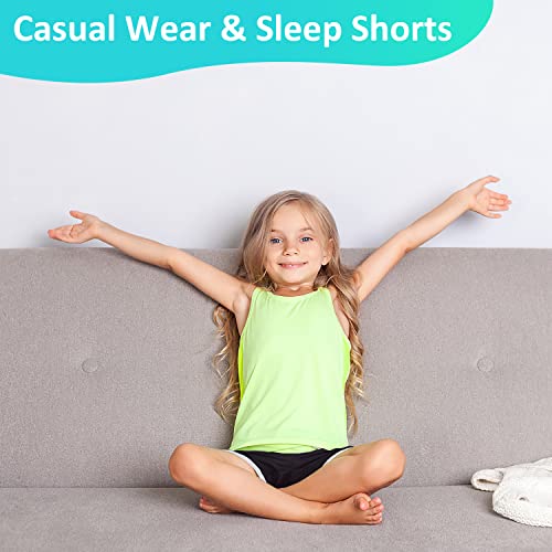 GENTABY Girls Running Dancing Sports Shorts Summer Athletic Black Gray Short Pants 2 Pack for 11-12 Years Kids