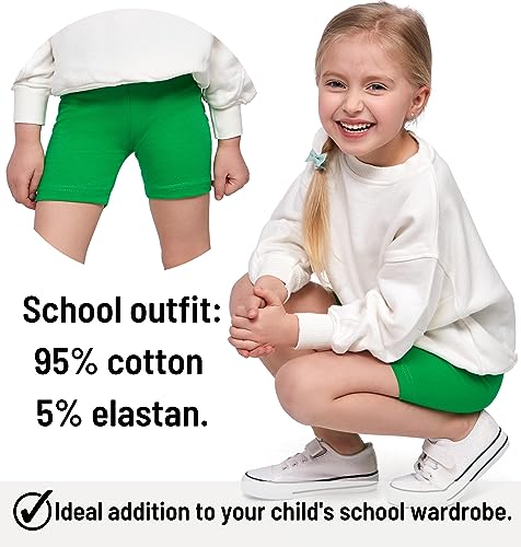 hi!mom School Short Leggings for Girls Cotton Rich 1/2 Length Shorts for School Uniform I Over-Knee Baby Kids Cotton Legggings Dancing School Elastic Soft Short Pants, 2-13 Years White