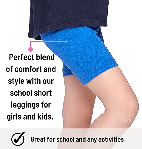 hi!mom School Short Leggings for Girls Cotton Rich 1/2 Length Shorts for School Uniform I Over-Knee Baby Kids Cotton Legggings Dancing School Elastic Soft Short Pants, 2-13 Years White