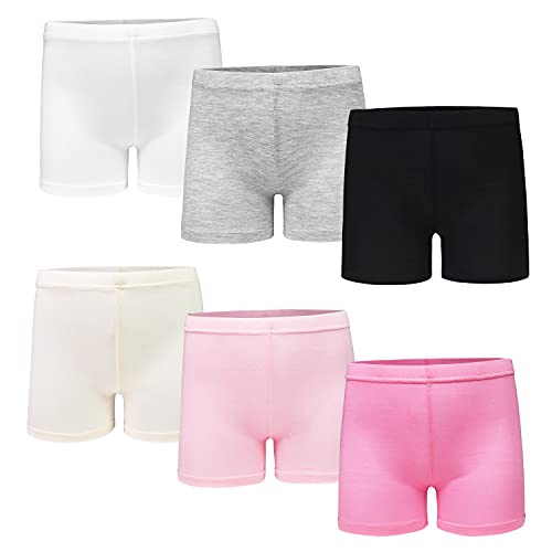 Girls Shorts Breathable and Comfy Kids Cycling Shorts 6 Pack (6-8 Years Old) Stretchy Dancing Bike Pants for Girl Sports Play Underdress