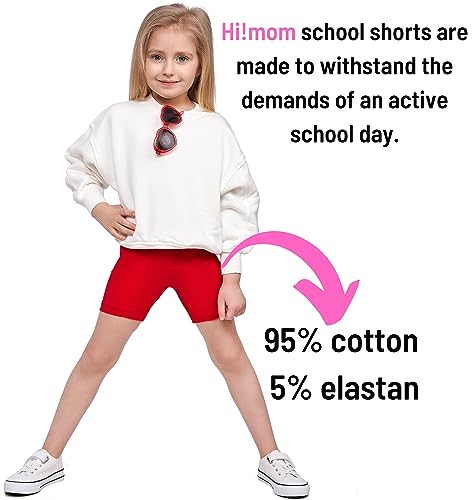 hi!mom School Short Leggings for Girls Cotton Rich 1/2 Length Shorts for School Uniform I Over-Knee Baby Kids Cotton Legggings Dancing School Elastic Soft Short Pants, 2-13 Years White