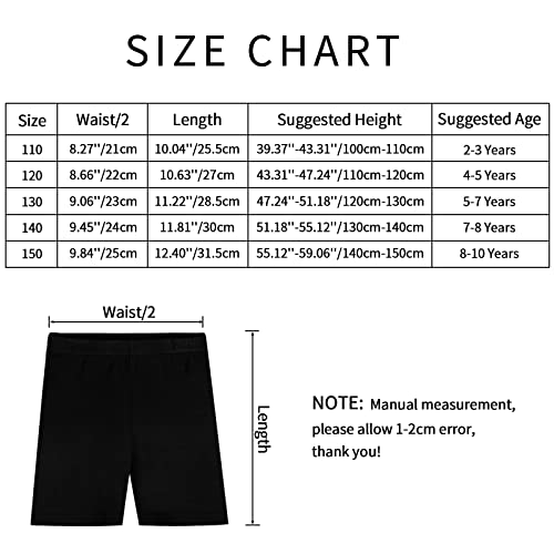 Auranso Girls Dance Shorts Breathable and Safety Dress Short 6 Pack Kids Stretchy Dancing Bike Pants for Girl Size 2-10 Years (Black, 8-10 Years)