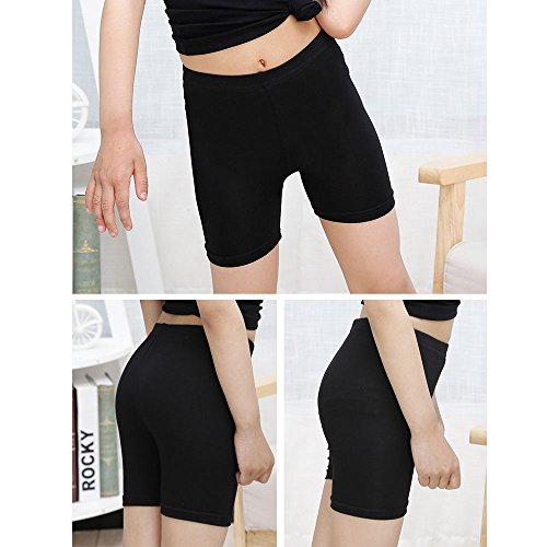 Auranso Girls Dance Shorts Breathable and Safety Dress Short 6 Pack Kids Stretchy Dancing Bike Pants for Girl Size 2-10 Years (Black, 8-10 Years)
