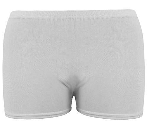 Girls Neon Stretch Hot Pants Shorts Dance Gym Tutu Shorts Age: 5-12 yrs WHITE 11-12 Years