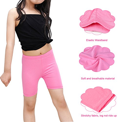 Auranso Girls Dance Shorts Breathable and Safety Dress Short 6 Pack Kids Stretchy Dancing Bike Pants for Girl Size 2-10 Years (Black, 8-10 Years)